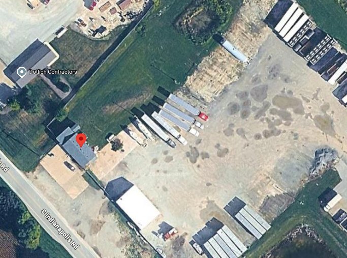 Satellite view of the Pulltail trailer yard at 3083 S Indianapolis Rd, Lebanon, Indiana